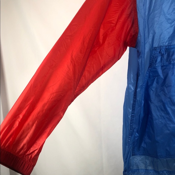 TORY BURCH Lightweight Nylon Anorak Poppy Red/Sunny Blue Medium - Picture 3 of 8